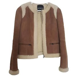 Chaqueta de piel de oveja American Retro camel
