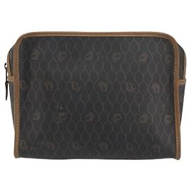 Pochette zip vintage Honeycomb in tela e pelle Christian Dior