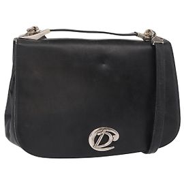 Borsa a mano Christian Dior in pelle di vitello 2 in 1 nera argento autentica 160958