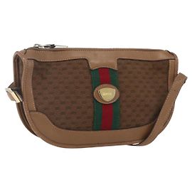 Borsa a Spalla Gucci Micro GG Canvas Web Sherry Line Marrone Oro Rosso Auth 162991