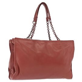 Bottega Veneta Schultertasche aus Leder mit roter Kette Auth 161765