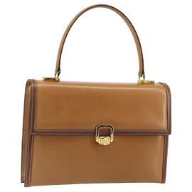 Borsa a mano GUCCI in pelle beige oro Auth 161606