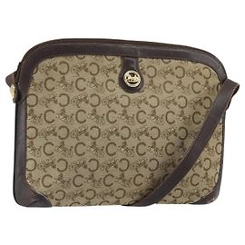 Céline Borsa a Spalla Celine C Sulky in Tela Beige Oro Auth 161739