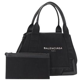 Sac à main Cabas S Navy en toile noire BALENCIAGA 339933 Auth hk3318