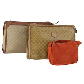 Céline Borsa in tela Macadam CELINE in pelle PVC e suede 3 pezzi beige arancione Auth ti3616