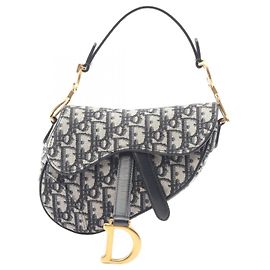 Christian Dior Mini borsa Saddle Dior in avorio e blu navy