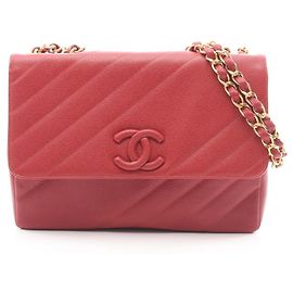 Borsa a spalla in pelle di vitello grana rossa Chanel