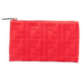 Pochette in tela ricamata Zucca rossa Fendi