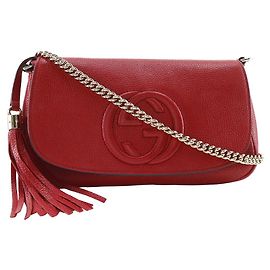 Borsa a spalla in pelle Gucci Soho Interlocking G