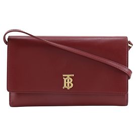 Borsa a spalla in pelle rossa Burberry