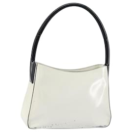 Borsa a spalla PRADA in pelle verniciata bianca argento Auth 162846 - Prada