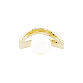 Vintage Dinh Van Ring, Gelbgold, Akoya-Perle.