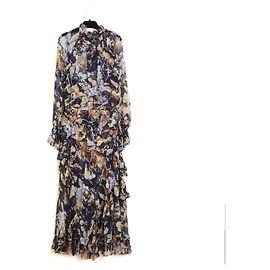 Zimmermann Robe Soie Noir FR40 Shabby Silk Muslin Ruffles Maxi Dress UK12 US10