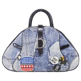 Borsa a mano in denim blu e pelle Christian Dior