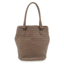 Borsa tote in pelle intrecciato rosa Bottega Veneta