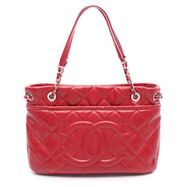 Borsa Tote Chanel Matelassé Coco Mark in pelle rossa