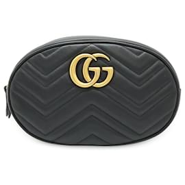 Belt bag in pelle trapuntata nera GG Marmont di Gucci