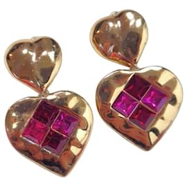 Boucles d'oreilles pendantes YSL avec cœurs des années 90 - Yves Saint Laurent