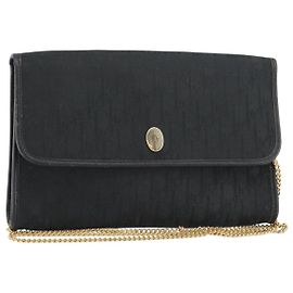 Borsa a spalla con patta a catena vintage Christian Dior Diorissimo in tela media