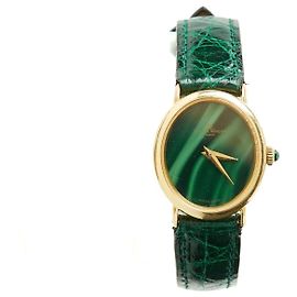 Baume & Mercier Relógio Mecânico Ouro Malaquita Anos 1970 Relógio Manual em Ouro Amarelo