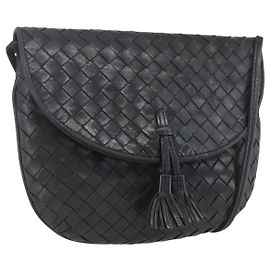 BORSA A SPALLA IN PELLE INTRECCIATO BOTTEGA VENETA NERA ORO Auth mr1793