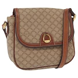 Céline Borsa a Spalla in Tela Macadam CELINE PVC Beige Oro Auth 163376