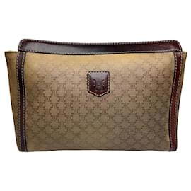Céline Clutch in Pelle Monogramma Celine Paris Vintage Beige Marrone