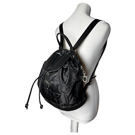 Zaino in pelle con monogramma Salvatore Ferragamo vintage nero