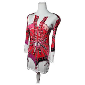 Vintage Emilio Pucci Abstraktes Kleid / Oberteil Rot Weiß XS