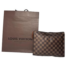 Clutch in pelle Damier Monogram vintage Louis Vuitton marrone
