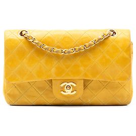 Chanel Giallo Piccolo Classico in Pelle di Agnello Doppio