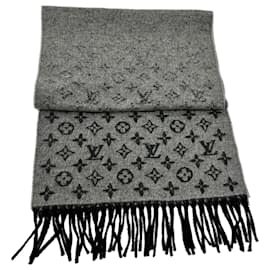 Sciarpa in lana e cashmere nera e grigia Louis Vuitton