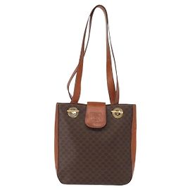 Céline Celine Vintage Macadam Schultertasche aus Canvas und Leder