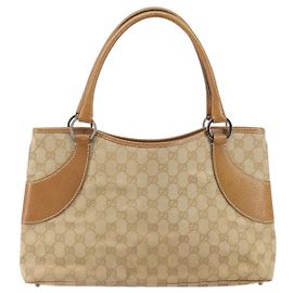 Gucci Vintage Ring Tote aus GG-Canvas mit Leder in Mittelgröße