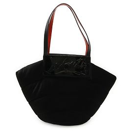 Borsa tote in pelle verniciata in velluto Christian Louboutin
