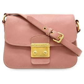 Borsa a spalla in pelle Miu Miu rosa