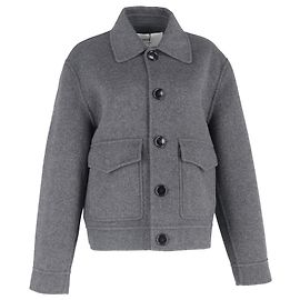 Ami Boxy Fit Doppeltes Cashmere-Jackett in Grau