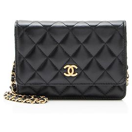 Mini portafoglio a catena in pelle di agnello Chanel Romance