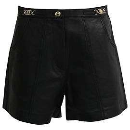 Shorts a vita alta Imori in pelle nera di Maje