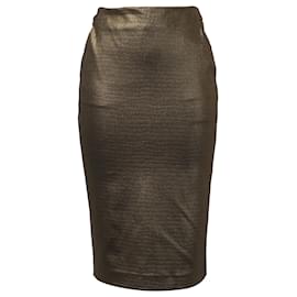 Falda lápiz midi texturizada Max Mara en poliamida dorada metálica