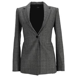 Blazer Slim-Fit de Cuadros en Lana Gris de Botón Simple Theory