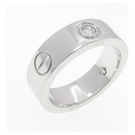 Cartier Love Ring aus 750 Weißgold mit halbem Diamanten, Größe 8