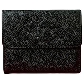 Portafoglio Trifold in Pelle Caviar Chanel Coco Mark