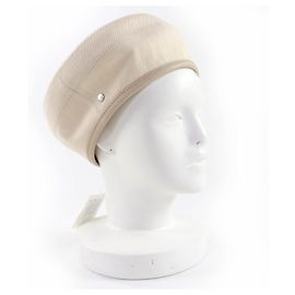 Hermès HERMES Saint Honor Beret Gray Leather Trim Brown  display picture 1