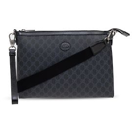 Borsa a spalla nera Gucci con monogramma