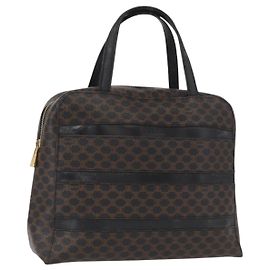 Céline Borsa a mano in tela Macadam CELINE in pelle PVC nera e oro Auth 164398