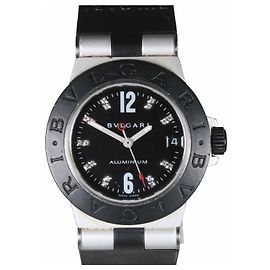 Bulgari Diagono Uhr Aluminium 32mm Schwarzes Zifferblatt Diamanten