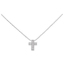 Autre Marque Collar de diamante cruz en oro blanco Au750