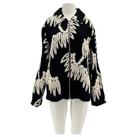 Autre Marque Giacca KROST nera in cotone con ricamo bianco