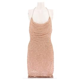 Alice + Olivia Paillettenkleid Beige Viskose XS